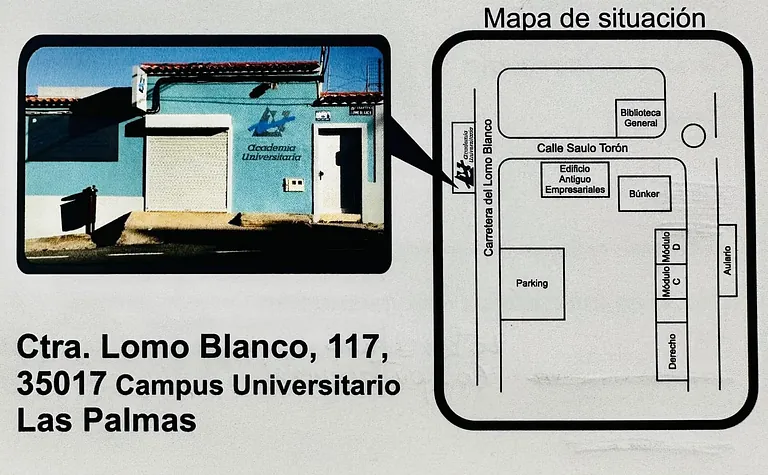 mapa de situacion y fachada de centro